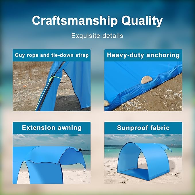 Family Beach Tent Shelter with Floating Design Quick Setup &amp Stylish Look Perfect for 5-6 People Windproof Easy to Set-Up