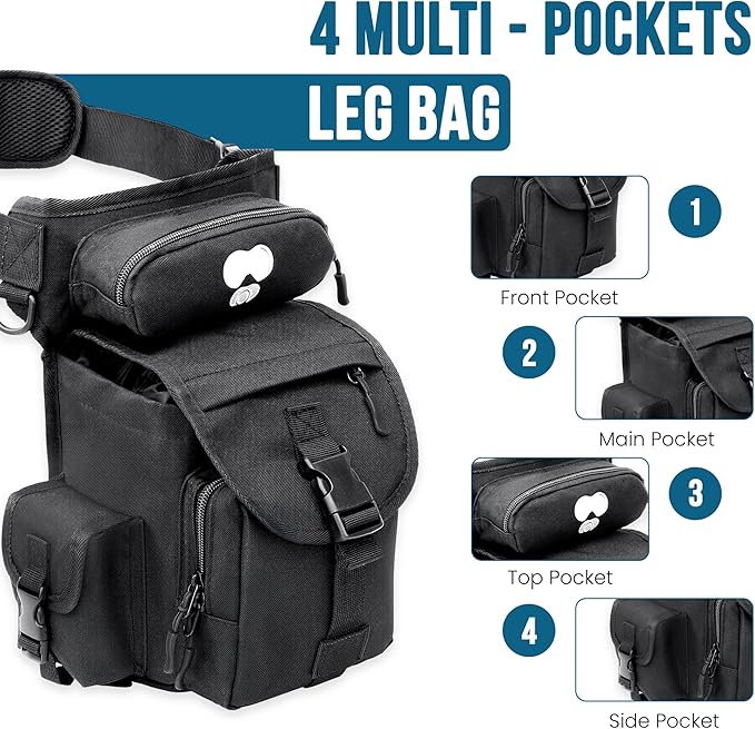 Drop Leg Tactical Bag with Insulated Bottle Pouch - Adjustable Shoulder Strap for Men Women Parents Hiking Biking Travel Photography - Weather-Resistant Outdoor Gear with Multiple Compartments