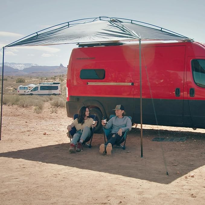 MoonShade Portable Vehicle Awning Extra Large 12' x 9' Lightweight Canopy for Trucks SUVs Vans Campers &amp Outdoor Adventures (Shadow Blue XL)