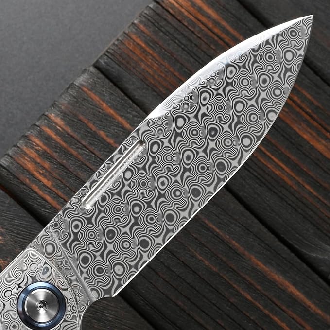 Sitivien ST256 Damascus Steel Folding KnifeDamascus Blade with Colorful G10 Handle EDC Knife for Outdoor CampingHiking Fishing(Green) … …