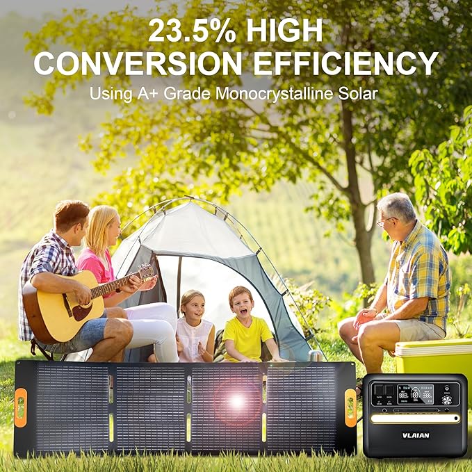 200 Watt Solar Panel200W Solar Panelfor Power Station GeneratorCharger with MC4 Output3-in-1 DC Connector23.5% High Efficiency for Outdoor Camping RV Travel(200W)
