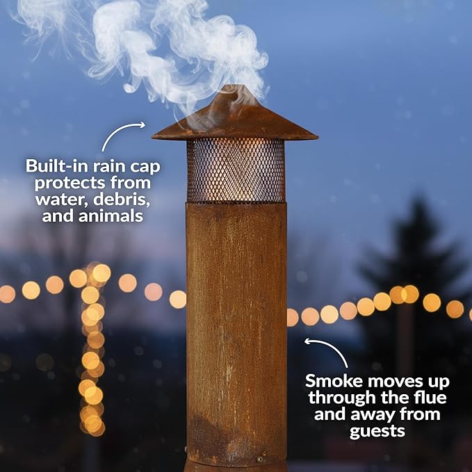 Sunnydaze 70-Inch Chiminea Outdoor Fireplace - Outdoor Wood-Burning Chiminea Fire Pit - Chimney Fire Pit - Rustic