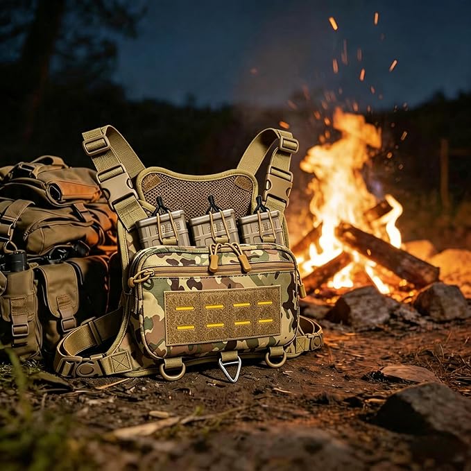 Tactical Chest Pack EDC Chest Bag Utility Molle Chest Rig Pouch with CCW Compartment Adjustable Strap Admin Pouch