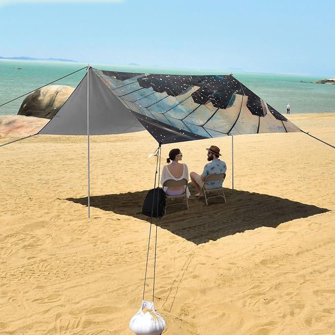 ALAZA Piano Keys Constellations Beach Tent Sun Shelter Portable Canopy Sunshade for Outdoor Camping Picnics Backyard Fun 10x9 ft