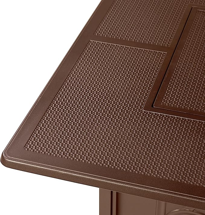 Oakland Living Square 42 in. x 42 in. Aluminum Propane Fire Pit Table with Glass Beads Two Covers Lid 57000 BTUs in Brown Finish