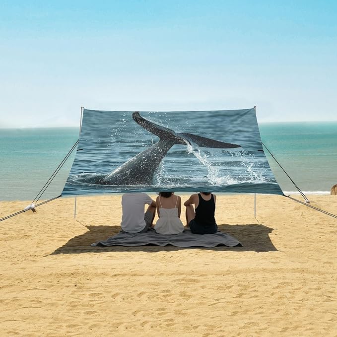 ALAZA The Tail of A Dolphin Sea Beach Tent Sun Shelter Portable Canopy Sunshade for Outdoor Camping Picnics Backyard Fun 10x9 ft