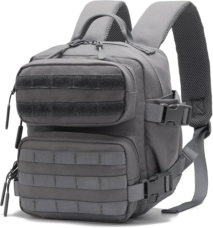 9L Mini Tactical Backpack Men Women Small Assault Rucksack Water-proof GYM Hiking Bug Out Bag with molle attachments (Gray)