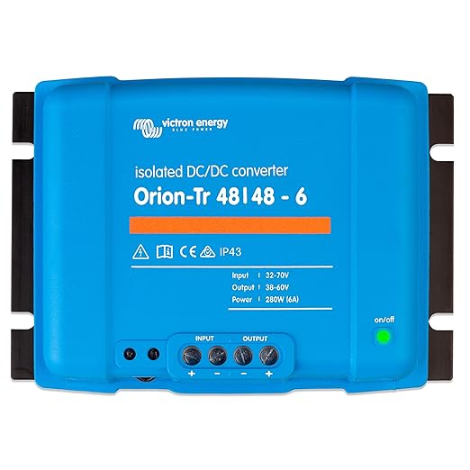 Victron Energy Orion-Tr DC to DC Converter - 48/48-Volt 6 amp 280-Watt - IP43 Protected - for Dual Battery Systems - Isolated