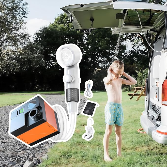 Portable Camping Shower Pumps with Rechargeable Battery Outdoor Head Sprayer for Hiking Pet Car Washing Portable Camping Pumps