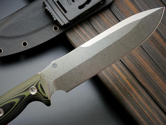 Sitivien ST11 Fixed Blade Knife DC53 Stonewashed Steel Blade Double Color G10 Handle Full Tang Knife for Outdoor Camping Hiking Hunting Fishing(Silver)