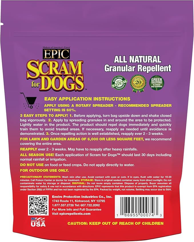 Dog Scram All Natural Granular Repellent - All-Natural Animal People and Pet Safe Granule from EPIC Repellents (3.5 lb Bag)