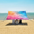 ALAZA Gradient Tie Dye Rainbow Beach Tent Sun Shelter UPF50+ Protection Beach Shade Canopy w/ 4 Sandbags for Outdoor Camping Fishing Backyard Fun Picnic 10x9 ft