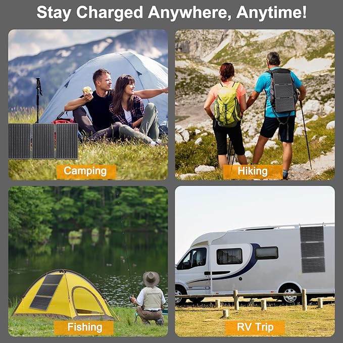 Portable Foldable Solar Panel Kit 30W 18V ETFE Solar Panels Charger with USB 3.0 Type-C and DC Outputs Fast Charging Compatible with iPhone iPad Power Banks IP67 Waterproof for RV Camping Off-Grid
