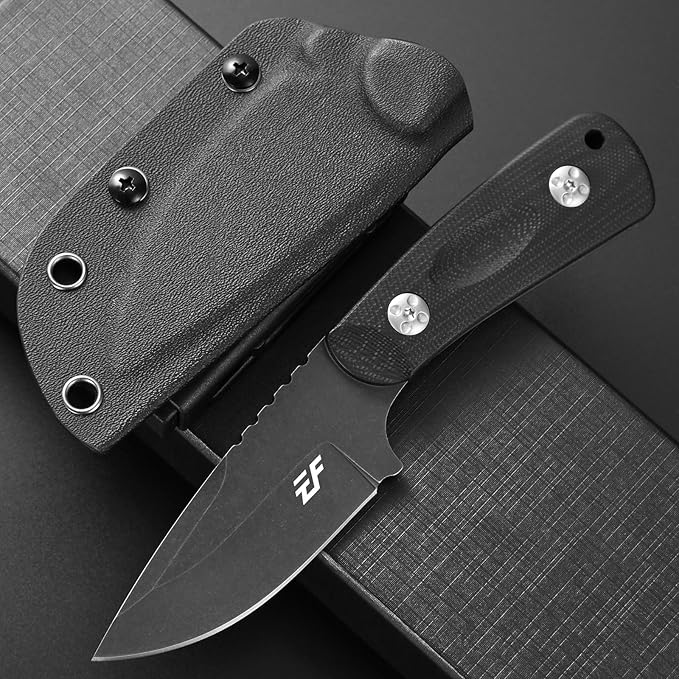 Eafengrow EF121 EDC Fixed Blade Knife D2 Blade Steel G10 Handle with Kydex Sheaths for Outdoor Activities Camping