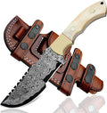Ottoza Handmade Damascus Hunting Knife with Sheath - Fixed Blade Camping &amp Survival Knives for Men Horizontal Carry Tracker-Style Outdoor Gifts for Men 115