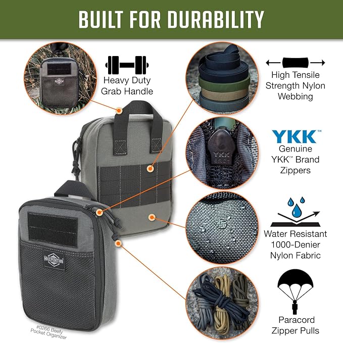 MAXPEDITION Beefy Pocket Organizer Compact MOLLE-Compatible 1000D Nylon Tactical Pouch Everyday Carry Tool and Gear Storage for Outdoor Tactical Survival 0266