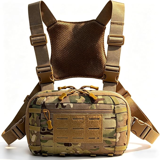 Tactical Chest Pack EDC Chest Bag Utility Molle Chest Rig Pouch with CCW Compartment Adjustable Strap Admin Pouch