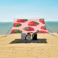 ALAZA Cute Strawberry Patterns on Bright Pink Beach Tent Sun Shelter Portable Canopy Sunshade for Outdoor Camping Picnics Backyard Fun 10x9 ft