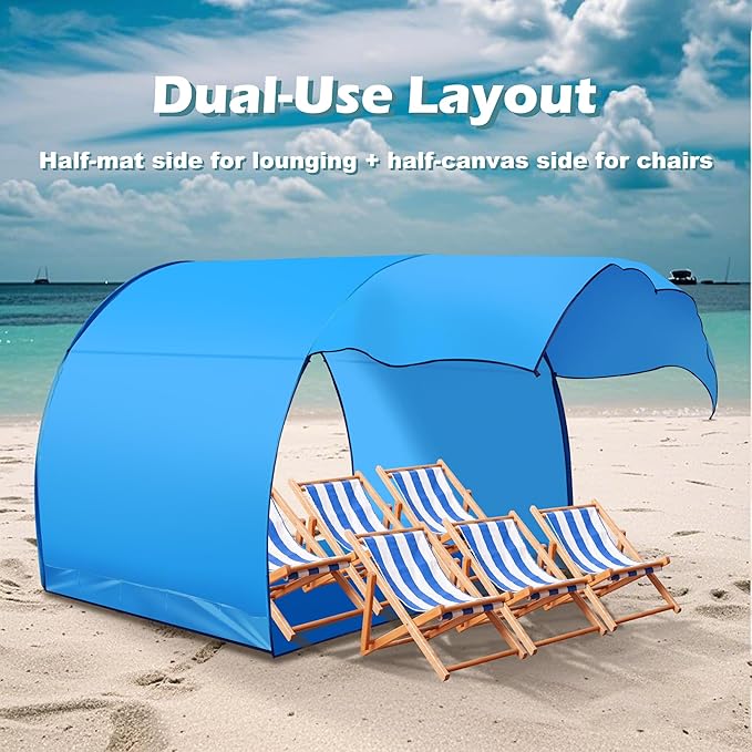 Family Beach Tent Shelter with Floating Design Quick Setup &amp Stylish Look Perfect for 5-6 People Windproof Easy to Set-Up