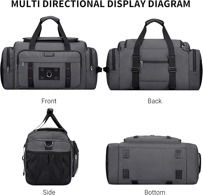 WITZMAN Duffle Bag for Men Large Overnight Carry On Weekender Bag with Shoe Compartment Sports Gym Duffle Bags for Traveling(B719 Silvery Grey)