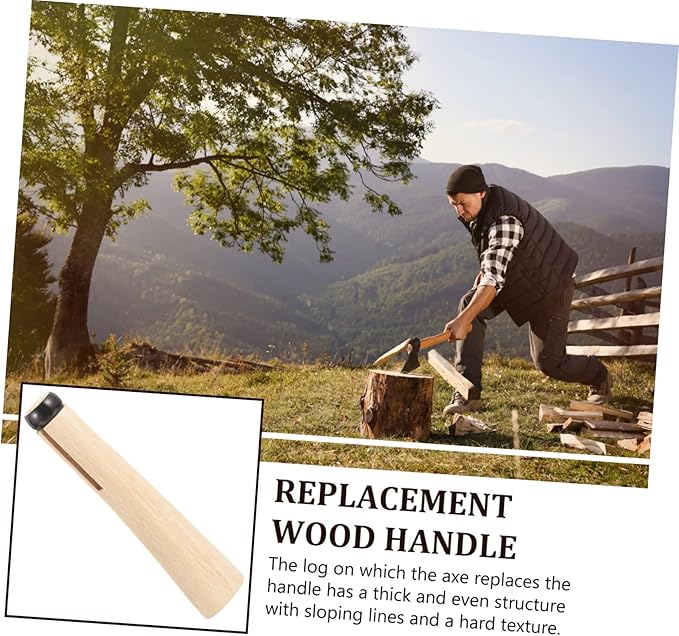 balacoo 2-Piece Wooden Replacement Handle for Hatchet Sturdy Oak Wood Grip for Axes Convenient Repair Handle for Camping and Outdoor Use