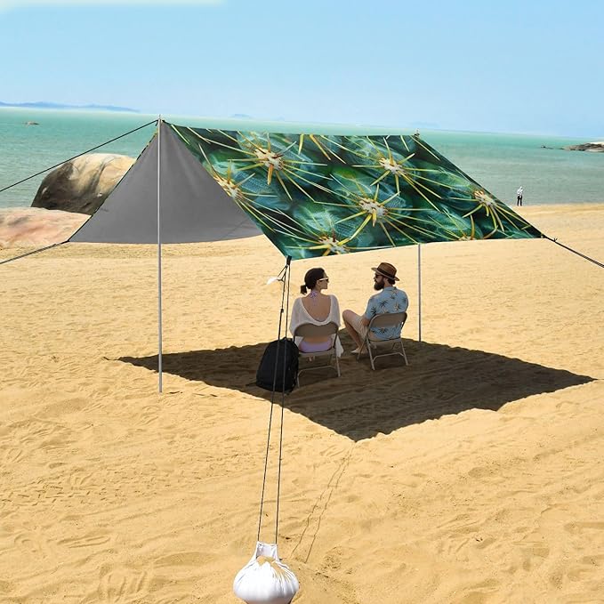 ALAZA Green Succulent Close Up Beach Tent Sun Shelter Portable Canopy Sunshade for Outdoor Camping Picnics Backyard Fun 10x9 ft