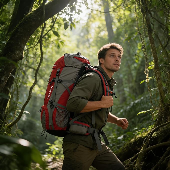 70L Camping Hiking Backpack with Rain Cover Waterproof Backpacking Backpack for Hiking Treeking Climbing Outdoor