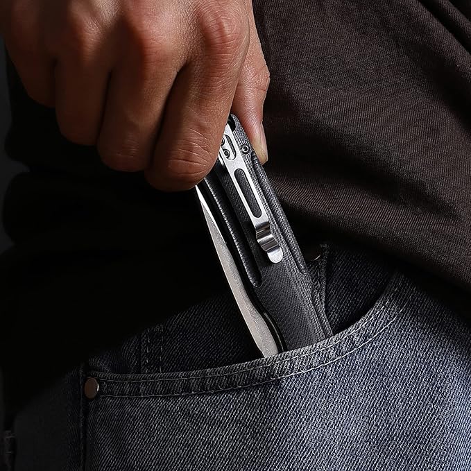 Firebird GANZO FH91-BK Ball Bearing Pocket Folding Knife D2 Steel Blade Ergonomic G10 Anti-Slip Handle with Clip Camping Fishing Hunting Outdoor Flipper EDC Pocket Knife (Black)