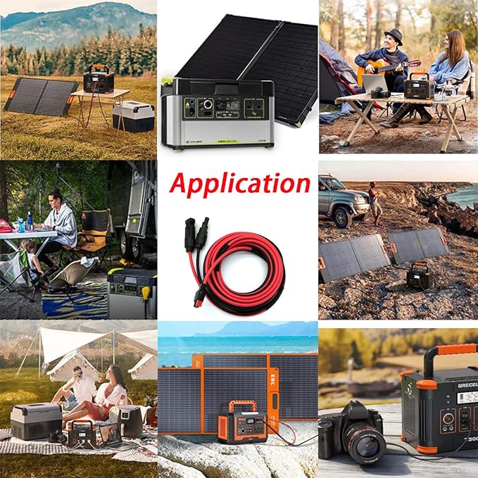 Solar Panel Kits Charge Cable Compatible with Anderson Adapter and Solar Connectors for Portable Power Stations Solar Generators (10AWG 12FT Vertical)