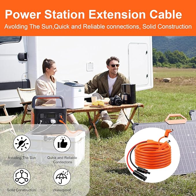 10FT Solar Panel Connectors to DC 8mm Adapter Cable 12AWG+14AWG Solar Cable Cord with DC8020/7909Compatible with Jackery AnkerGZ YetiBLUETT Portable Power StatioSolar Generator