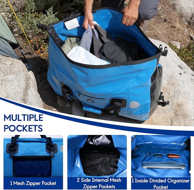 Haimont Waterproof Duffel Bag Roll-top Dry Duffel Bag with Quick-fixed Straps for Motorcycling Rafting Boating SUP Kayaking Travel 50L/70L