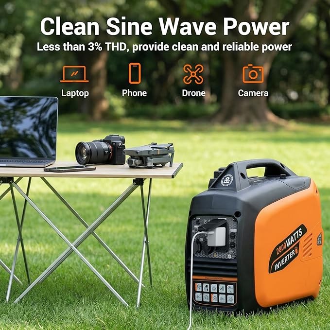 Oxseryn 2800-Watts Portable Inverter Generator Gas Generators for Home Use Camping Super Quiet Emergency Home Backup with Fuel Shut Off 1.1Gal Fuel Tank 39Lbs EPA Compliant