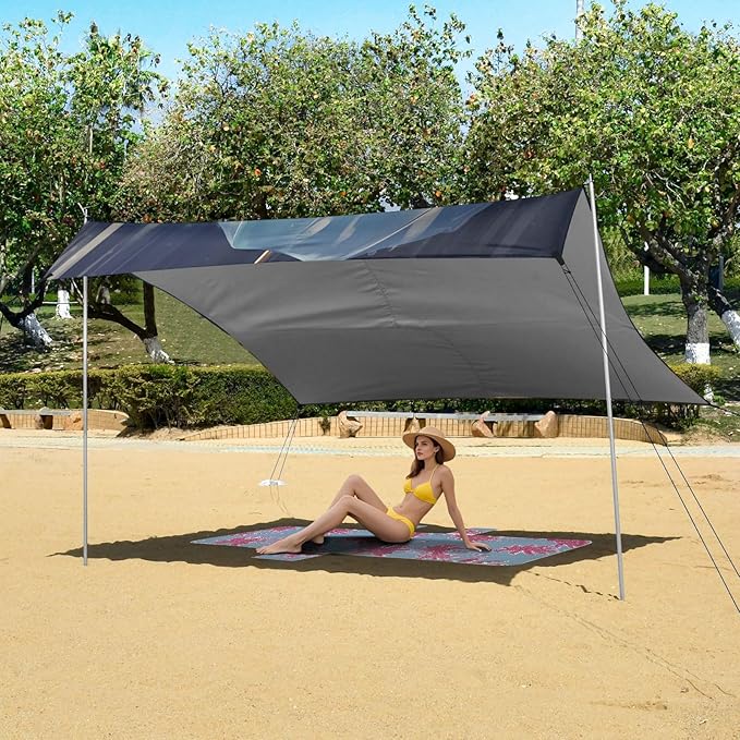 ALAZA Cute Hamster Beach Tent Sun Shelter UPF50+ Protection Beach Shade Canopy w/ 4 Sandbags for Outdoor Camping Fishing Backyard Fun Picnic 10x9 ft