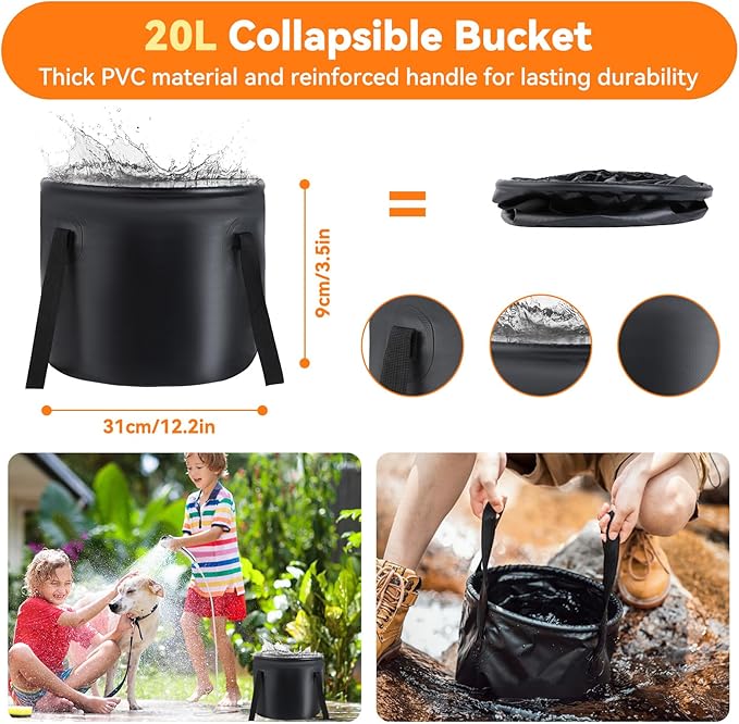 Portable Camping Shower 7800mAh Rechargeable Outdoor Shower Kit with Heater Intelligent LED Display IPX8 Waterproof Portable Shower for Camping Outdoor Travel Car Washing Pet Bathing