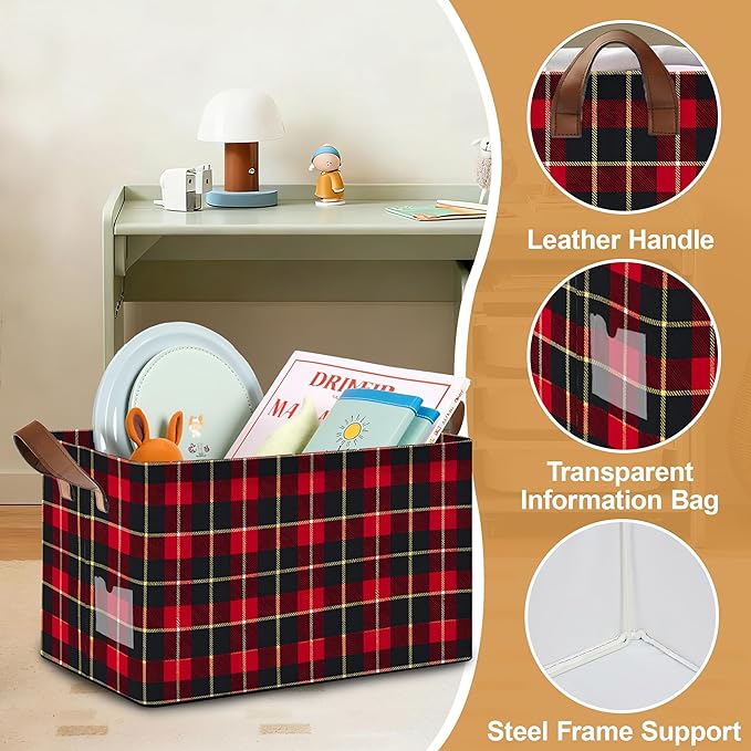 Christmas Gift Storage Bin with Handles Basket Storage Organizer for Shelves Closet Nursery Book Laundry Hamper &amp Home Decor