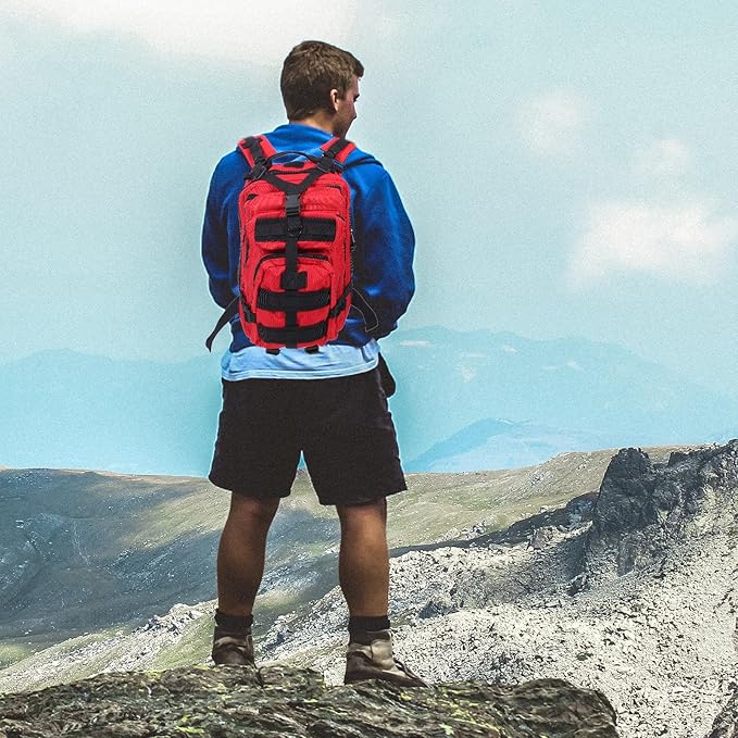 BESTonZON Outdoor Tactical Backpack Double Shoulder Bag Red 3p Modular Design Camping Hiking Mountaineering Storage Tools Bag for Outdoor Training and Travel