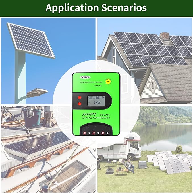 40A MPPT Solar Charge Controller 12V/24V Automatic Maximum PV 100V Charge Controller Built-in WiFi Adapter with LCD Display for Gel-Sealed Immersion AGM and Li-Ion Batteries (WiFi)