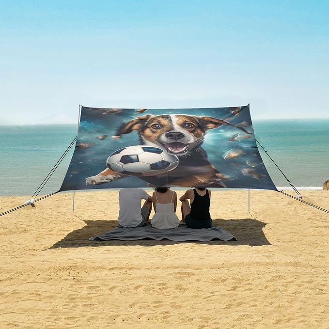 ALAZA Funny Dog Nebula Football Beach Tent Sun Shelter Portable Canopy Sunshade for Outdoor Camping Picnics Backyard Fun 10x9 ft