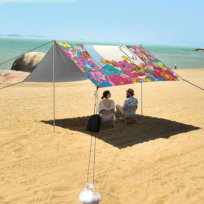 Funny Seal2 Beach Tent UPF50 Water-Resistant Large Portable Sun Shelter with Sand Pockets for Camping Picnics Backyard &amp Fishing
