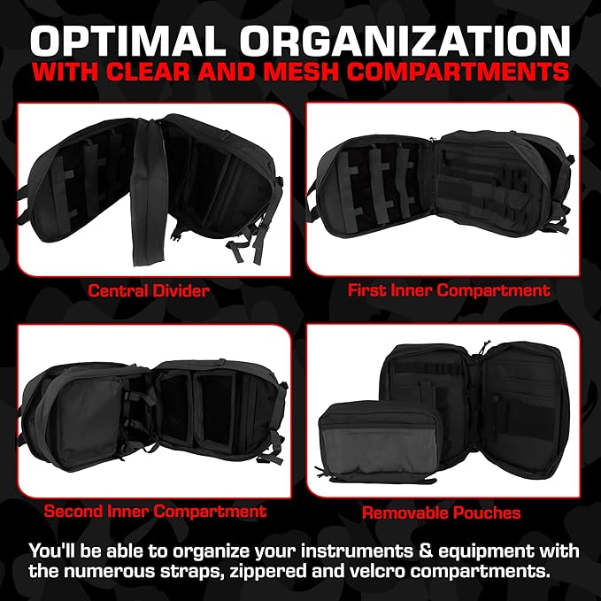 MediTac Deluxe Special Ops Tactical Field Medical Stomp Pack - Largest Backpack for all Gear &amp Equipment - Black