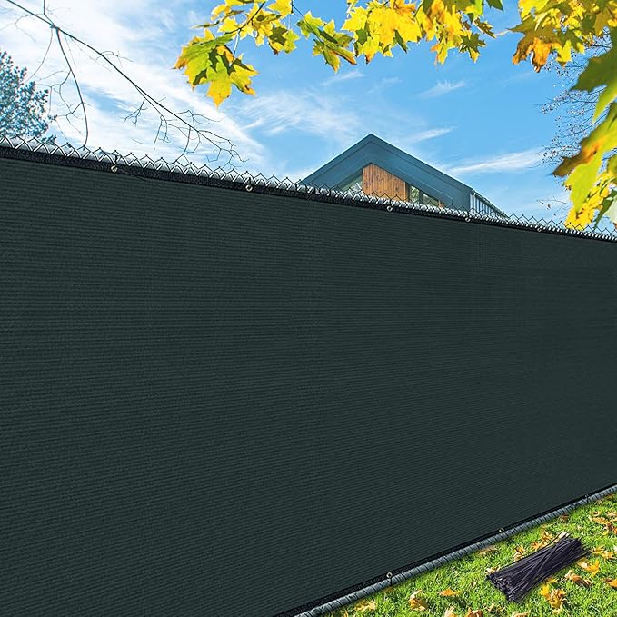 iCover 4x50ft Privacy Screen Fence Outdoor Fencing Panels Garden Windscreen Mesh Shade Sail Net Barrier Include Reinforced Bindings and Brass Grommets Cable Zip Ties Green
