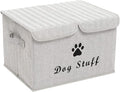 Dog toy box with lid dog storage organizer perfect basket for dog toys living room playroom closet home organization and storage - Gray Stripe