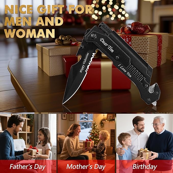 Father's Day Mother's Day Birthday Gift for Men/Women/Him/Her: ALBATROSS Custom Engraved Pocket Knife - Personalized EDC Folding Knife - Outdoor Multitool for Dad Mom Boyfriend Girlfriend Husban