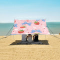 ALAZA Strawberry Blue Bow Pattern Beach Tent Sun Shelter Portable Canopy Sunshade for Outdoor Camping Picnics Backyard Fun 10x9 ft