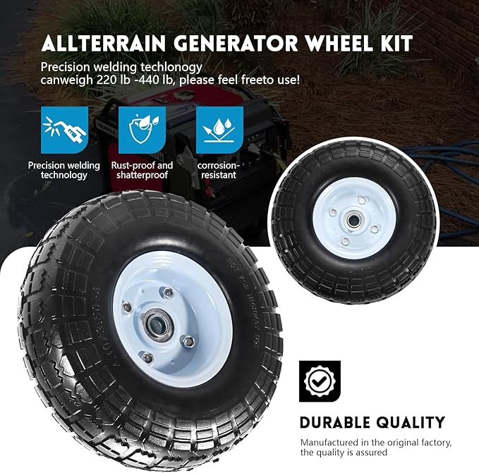 Generator Wheel Kit Compatible With Honda EU3000IS Durable Construction Low Maintenance Black