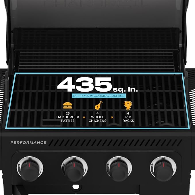 Charbroil Performance Series 4-Burner Gas Grill Cabinet with Side Burner Black - 463253925
