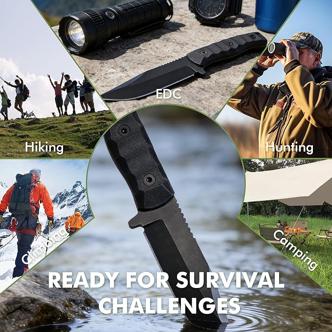 SK2 EDC Fixed Blade Knife with SheathTanto Blade Nylon Fiberglass Handle Tactical Knife Full Tang Survival Knives for Outdoor Camping Hunting Fishing Hiking