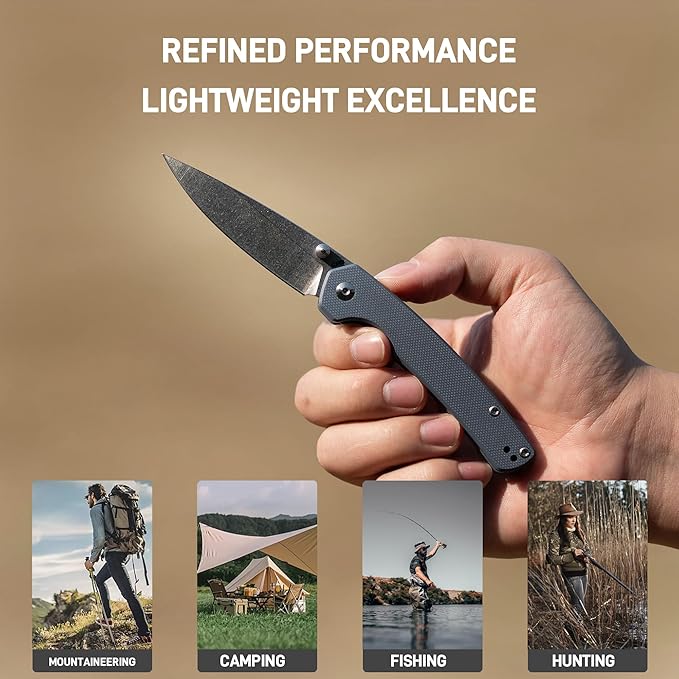 CJRB Kain Pocket Knife for Men 2.95'' AR-RPM9 Steel Blade G10 Handle Folding Knife with Pocket Clip for Camping Hiking Survival Designed by Sanford Owen(J1956)