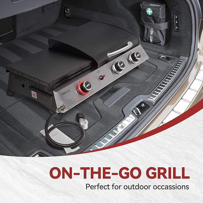 Royal Gourmet PD1305H 3 Burner Propane Gas Grill and Griddle Combo with Lid 3-in-1 Grill Griddle Combo with 29000 BTUs Output for Outdoor Cooking 364 Sq. In. Cooking Area Silver &amp Black
