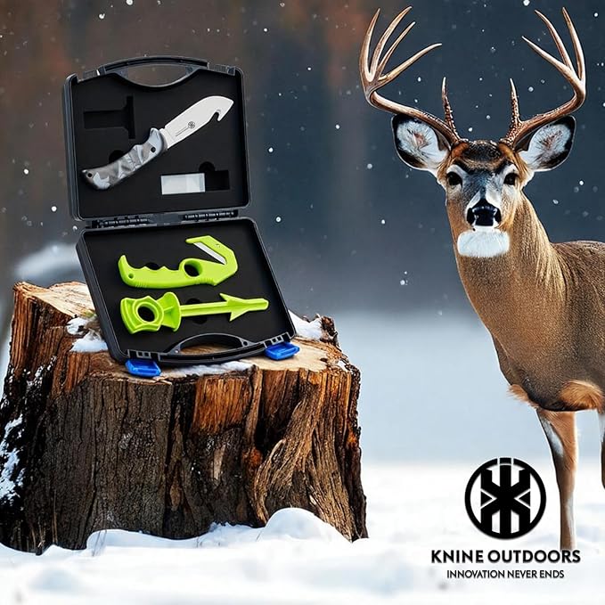KNINE OUTDOORS Hunting Gut Hook Skinner Knife with Butt Out Game Dressing Tool for Field Dressing